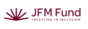 JFM Fund logo. To the left, there is a symbol that looks like half a sun. To the right, there are the words ‘JFM Fund’. Underneath are the words ‘investing in inclusion’.